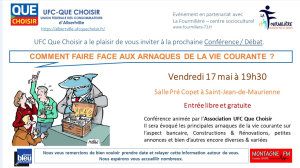 Conférence UFC Que Choisir sur les arnaques de la vie courante